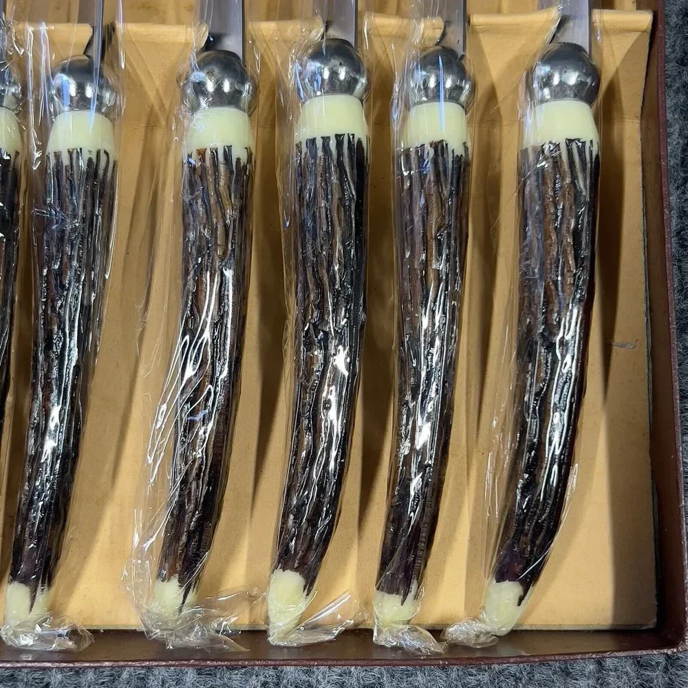 VTG Crown Awards Carving Steak Knives Hand‎ Forged Stainless Steel Set Of 6 NOS